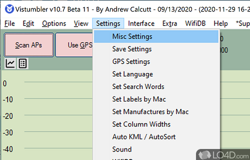 WiFi network detector compatible with Vista - Screenshot of Vistumbler