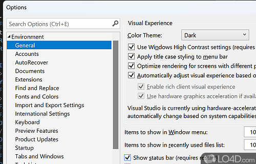 Limited in features and power - Screenshot of Visual Studio 2019