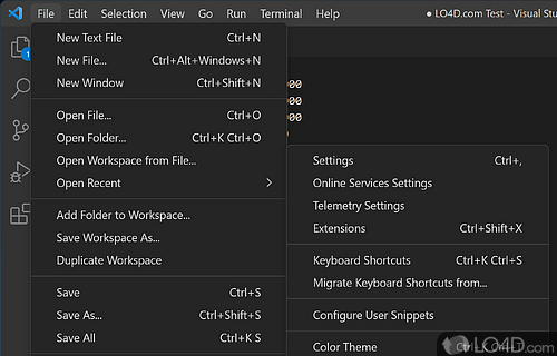 Git support and debugging features - Screenshot of Visual Studio Code