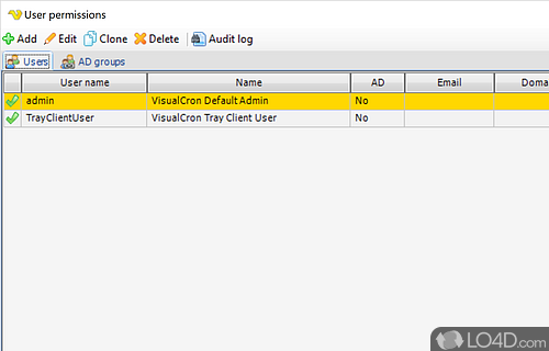 User interface - Screenshot of VisualCron