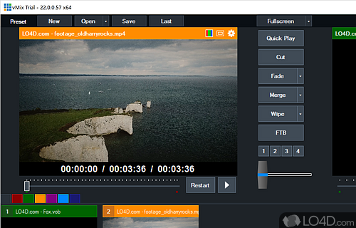 Create own high quality videos by combining pictures, clips, audio, record video streams - Screenshot of vMix