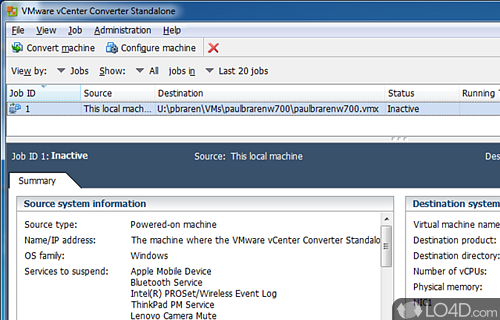 Screenshot of vCenter Converter Standalone - Non-intimidating looks and straightforward functionality