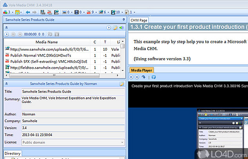 Screenshot of Vole Media CHM - Software solution worth having when you need to create