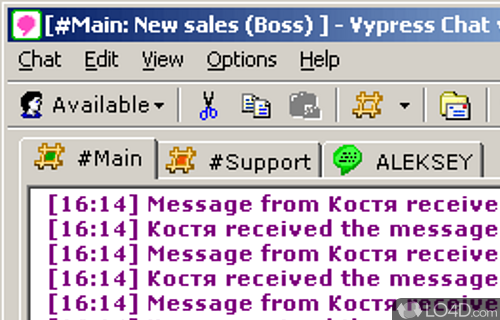 Screenshot of Vypress Chat - Real-time chat software that facilitates conversations between several people in virtual chat rooms