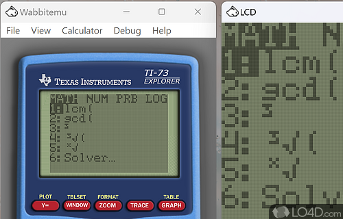 Emulator and debugger for the TI-73, TI-81, TI-82, TI-83, TI-83+(SE), TI-84+(SE), TI-84+CSE, TI-85, and TI-86 calculators - Screenshot of Wabbitemu