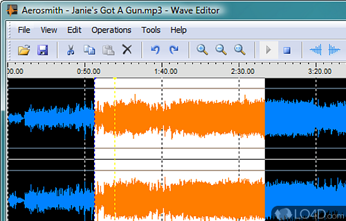 Screenshot of Wave Editor - Editor for audio files that comes with options to amplify sound, manage silence sections, apply fade effects