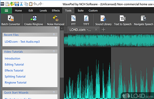 Simple audio editor for MP3 and other file types - Screenshot of WavePad