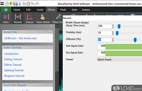 Manipulate audio clips - Screenshot of WavePad