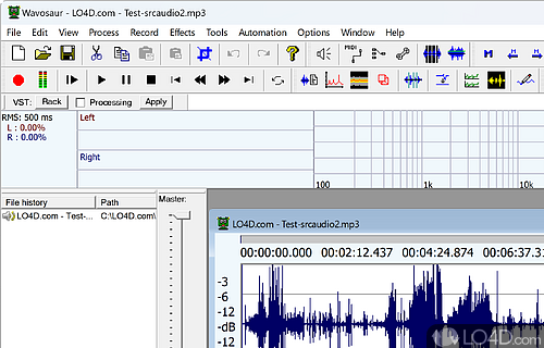 Tool for editing audio files that has batch process capabilities - Screenshot of Wavosaur