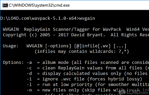 Includes a CLI interface that can intimidate some users - Screenshot of WavPack