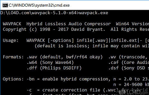 Completely open audio compression format providing lossless, high-quality lossy - Screenshot of WavPack