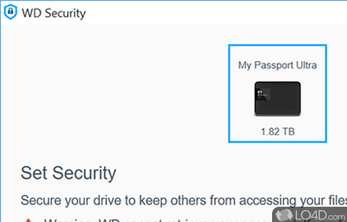 Screenshot of WD Security - Connect 'My Passport' drive to PC and secure it so keep others from accessing important files