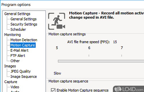 User interface - Screenshot of Webcam Surveyor