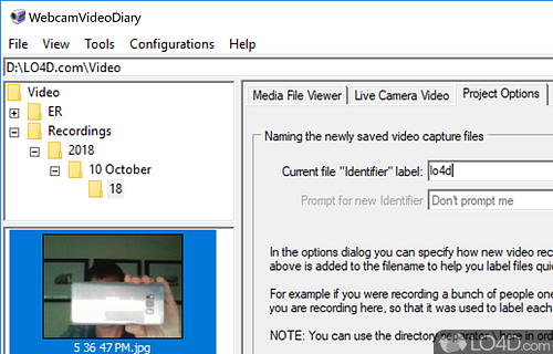 Multiple configuration and customization options - Screenshot of Webcam Video Diary
