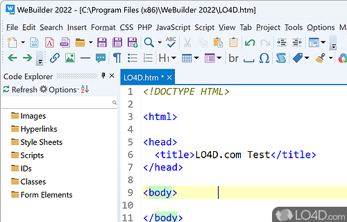 Edit HTML, CSS, JavaScript, PHP and ASP code within a streamlined environment - Screenshot of WeBuilder