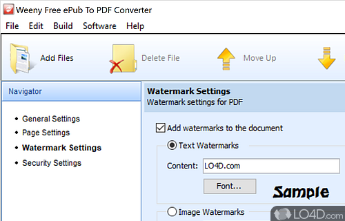 Weeny Free ePub to PDF Converter screenshot