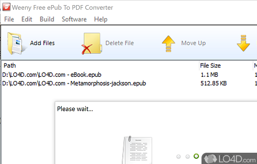 Weeny Free ePub to PDF Converter screenshot