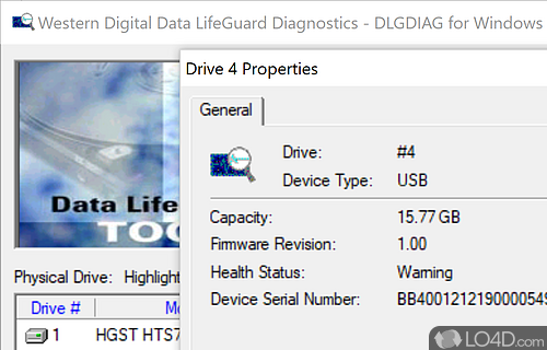 Western Digital Data Lifeguard Diagnostics Screenshot