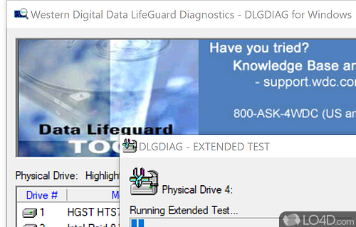 Identify, diagnose or repair Western Digital hard drives - Screenshot of Western Digital Data Lifeguard Diagnostics