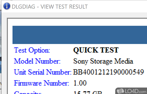 User interface - Screenshot of Western Digital Data Lifeguard Diagnostics