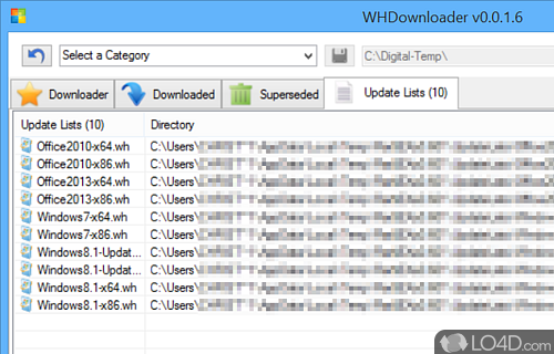 User interface - Screenshot of WHDownloader