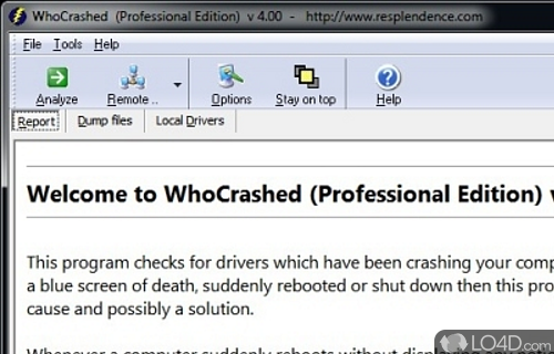 WhoCrashed Free Screenshot