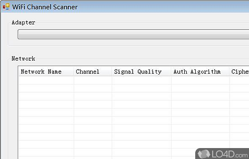 Screenshot of WiFi Channel Scanner - Detects wireless network connections in area, and lets you select the network adapter, using low resources