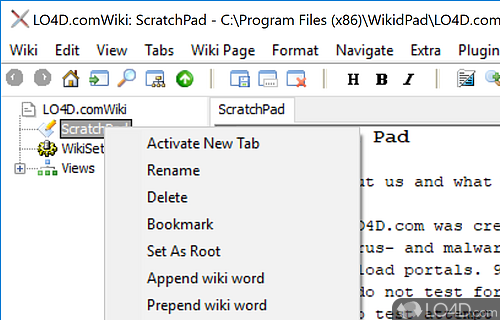 User interface - Screenshot of wikidPad