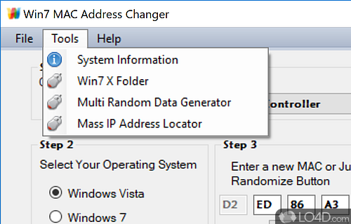 Win7 MAC Address Changer screenshot
