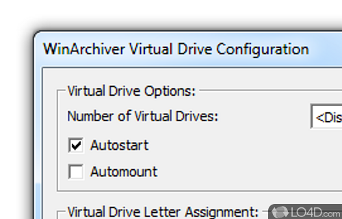 Screenshot of WinArchiver Virtual Drive - Powerful app designed to create as many as 23 virtual drives, while allowing you to work with ZIP, RAR, 7Z, ISO, BIN, CUE, DMG