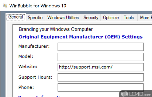 Customize, tweak and optimize computer's Windows 10 OS and fiddle about with some security features, all - Screenshot of WinBubble for Windows 10