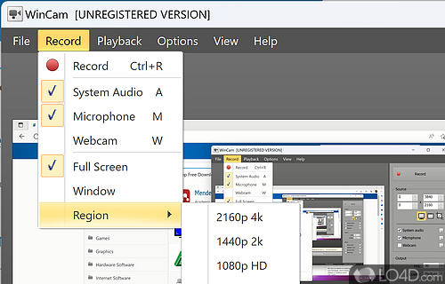 Use a video recording tool to create tutorials - Screenshot of WinCam