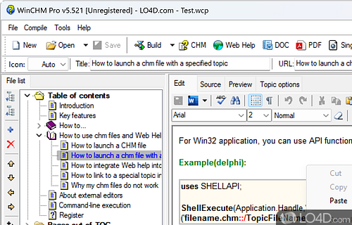 WinCHM - help authoring software Screenshot