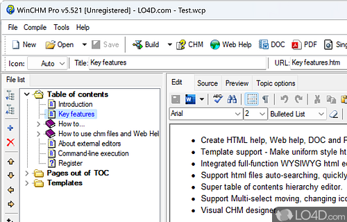 HTML help authoring tool that will allow you to easily create professional - Screenshot of WinCHM