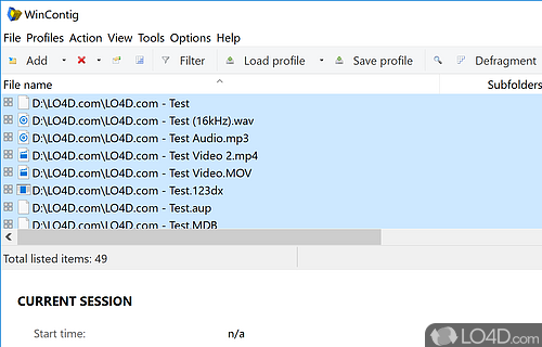 Small software app that enables any type of user to easily defragment files without processing the whole hard disk - Screenshot of WinContig