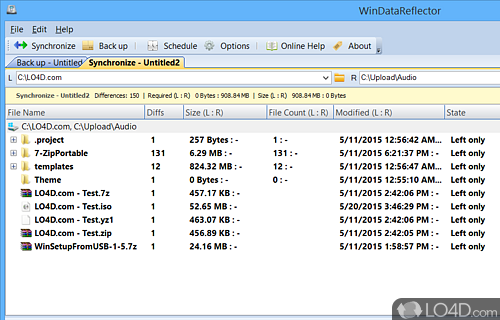 Which can back up and synchronize multiple directories in the same session, with just a few clicks - Screenshot of WinDataReflector