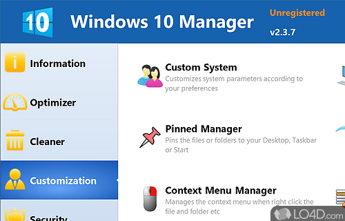 Increase your protection level or manage network configuration preferences - Screenshot of Windows 10 Manager