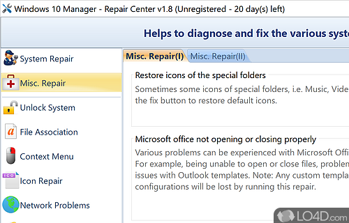 Windows 10 Manager screenshot