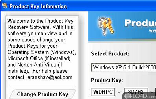 Screenshot of Windows and Office Product Key Viewer - User interface