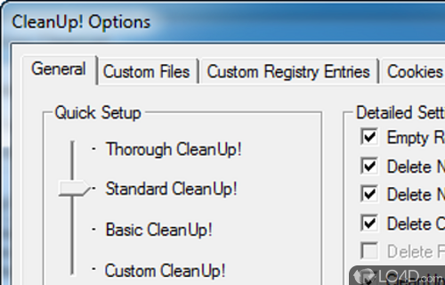 Screenshot of Windows CleanUp! - User interface