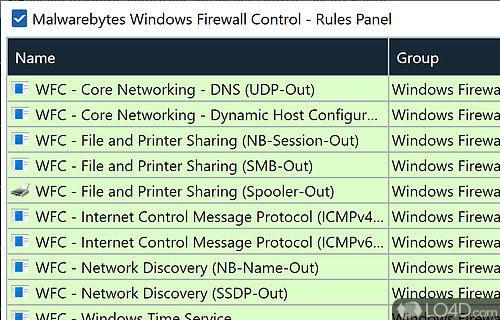 No Filtering - Screenshot of Windows Firewall Control