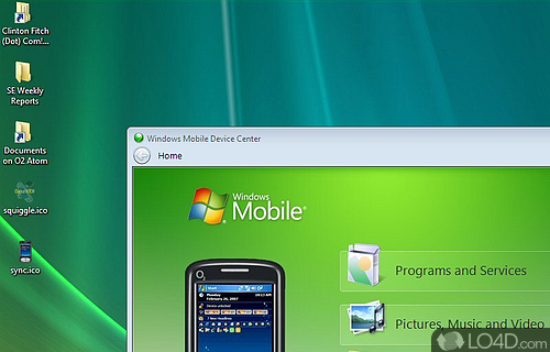 Screenshot of Windows Mobile Device Center - User interface