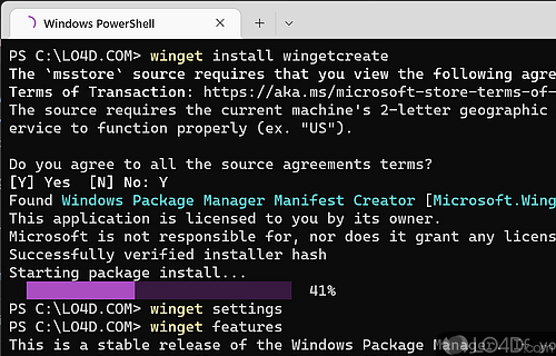 Windows Package Manager Screenshot