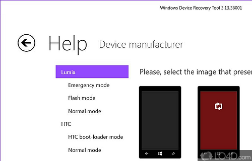 Restore the latest available Windows Phone flavor for your device - Screenshot of Windows Phone Recovery Tool