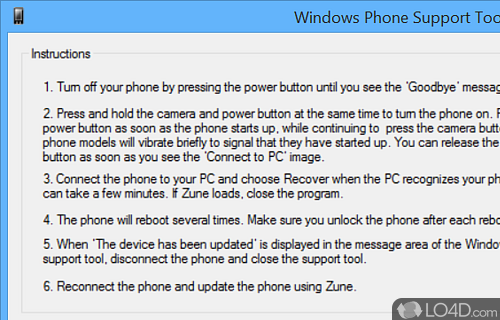 Windows Phone Support Tool Screenshot