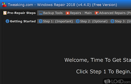 Scan computer for errors and corrupted files, optimize system by repairing all issues and keep PC in top shape at all times - Screenshot of Tweaking.com - Windows Repair
