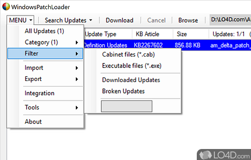 User interface - Screenshot of WindowsPatchLoader
