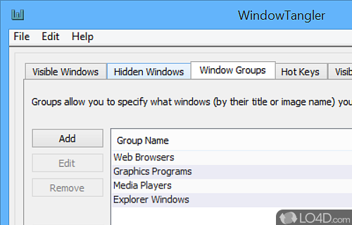 Organized interface quickly gets you up and running - Screenshot of WindowTangler