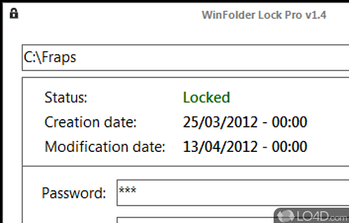 Screenshot of WinFolder Lock Pro - User interface