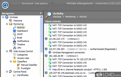 Screenshot of WinGate - Share Internet access between multiple PCs over one connection with great features for filtering content